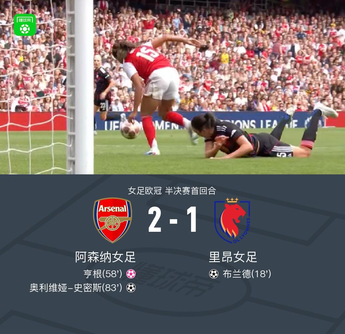 开云体育网页版登录入口-阿森纳女足2-1里昂占先机，史密斯破门，布兰德进球难救主